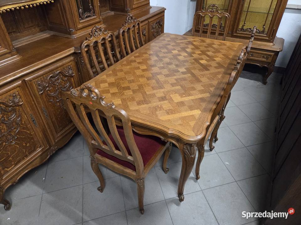 Piękny rozkładany stół Ludwikowski z 6 krzesłami Stoły z krzesłami