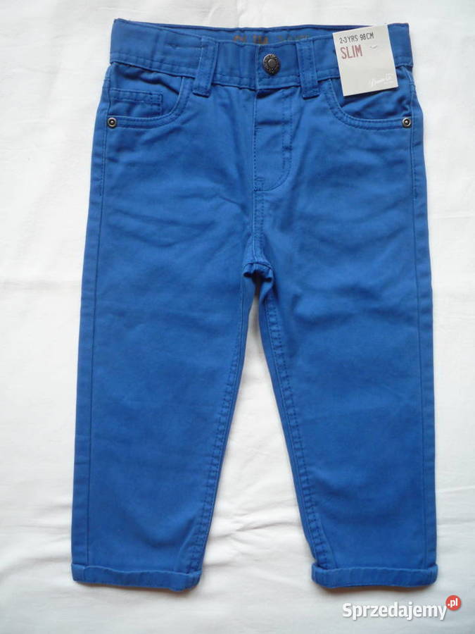 NOWE Spodnie r 98 Slim Niebieskie Denim Bawełna Rozmiar 98