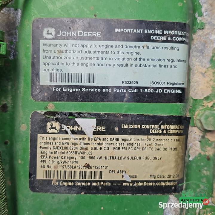 Silnik JD 6068RW402 PowerTech John Deere 7215R Ciechanowiec