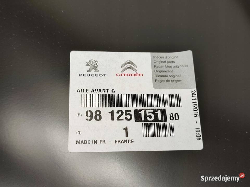 BŁOTNIK LEWY PRZÓD CITROEN C3 III SX 2016 osobowe