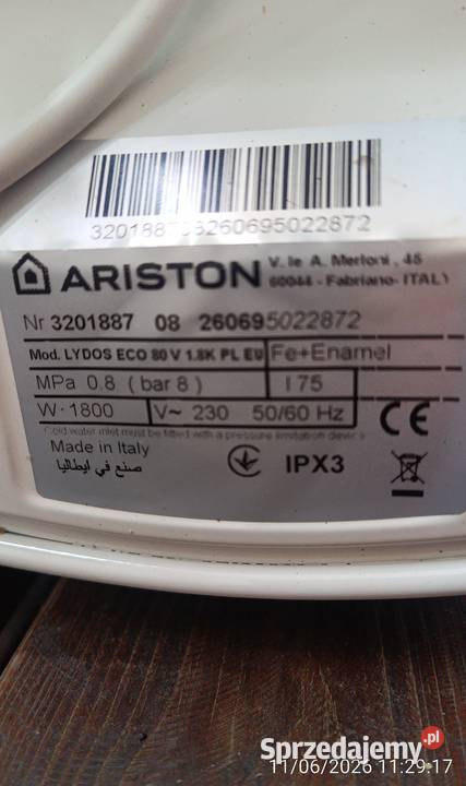 Bojler eletryczny Ariston LYDOS ECO 80 L Bojlery śląskie Mikołów