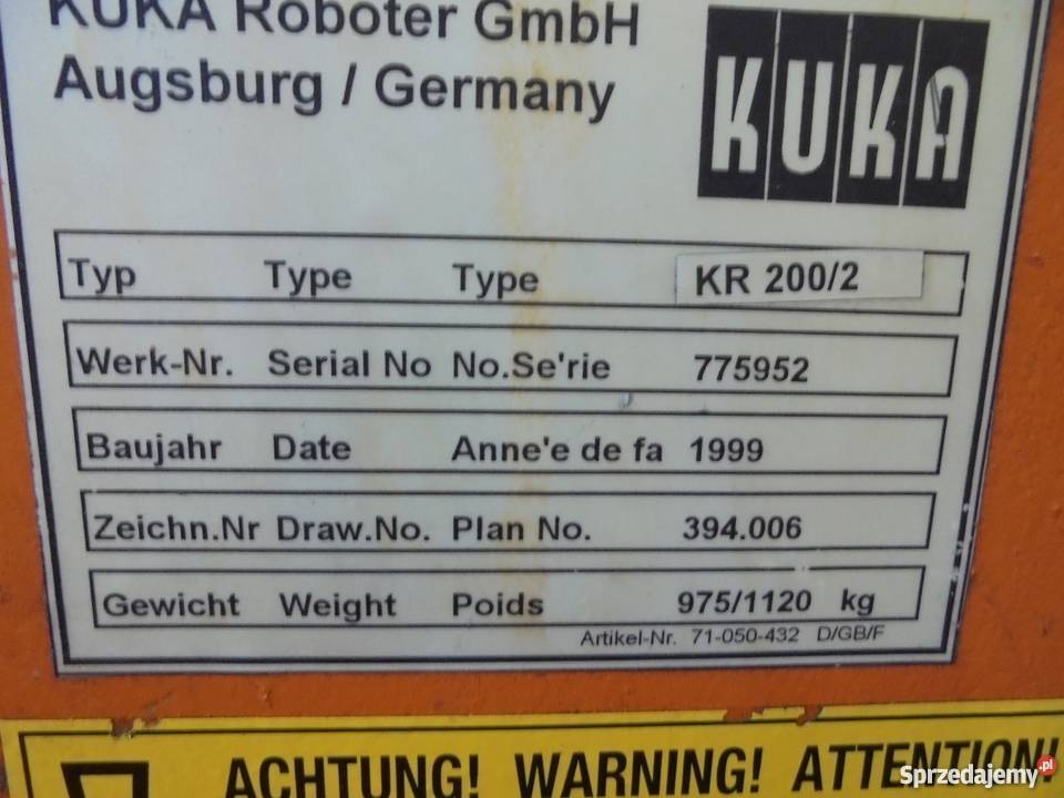 ROBOT PALETYZACJA KUKA KR150CHWYTAK Dzierżoniów sprzedam