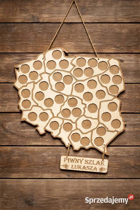 Drewniana Mapa Polski Na Kapsle Piwa Lublin