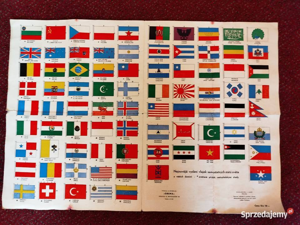 Plakat flagi państw łata 195052 Militaria Opole sprzedam