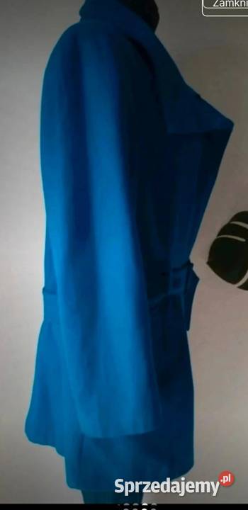 Płaszcz wełniany długi niebieski zimowy XXL 44 Krosno sprzedam