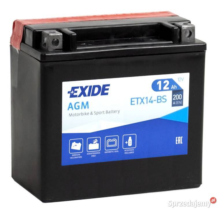 Akumulator motocyklowy12V 12Ah 200A EN EXIDE Kościerzyna
