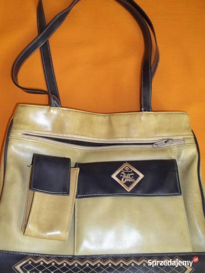 Pakowna miejska torebka beżowogranatowa czerwona Łódź