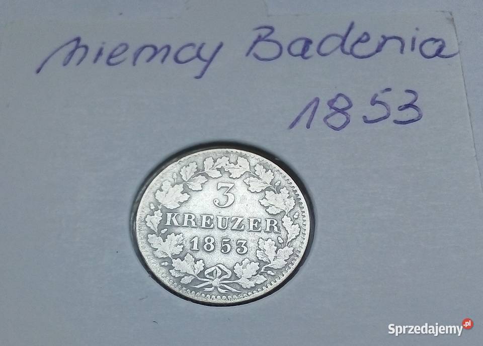 NIEMCY BADENIA3 KREUZERY1853 rSREBRO mazowieckie Legionowo