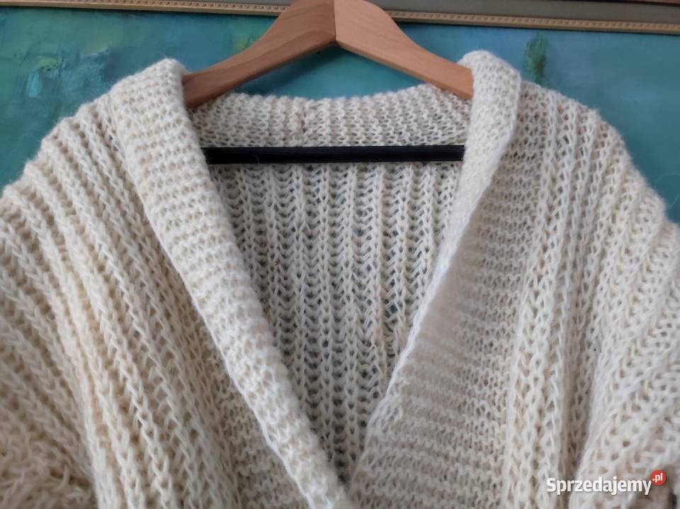 sweter kardigan wełniany oversize luźny szeroki Inny wzór świętokrzyskie Kielce
