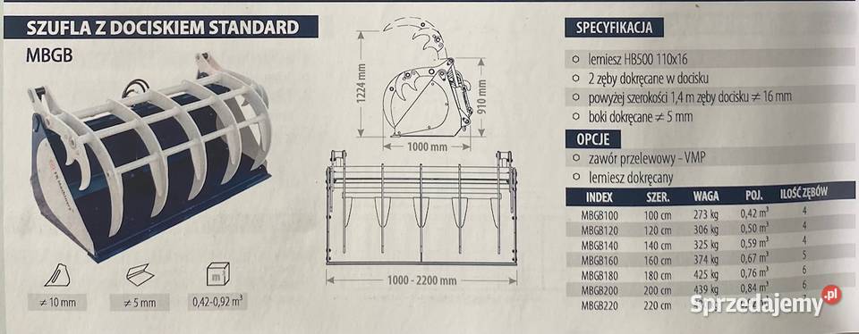 Łyżko krokodyl łyżka szufla z dociskiem FK Gniezno