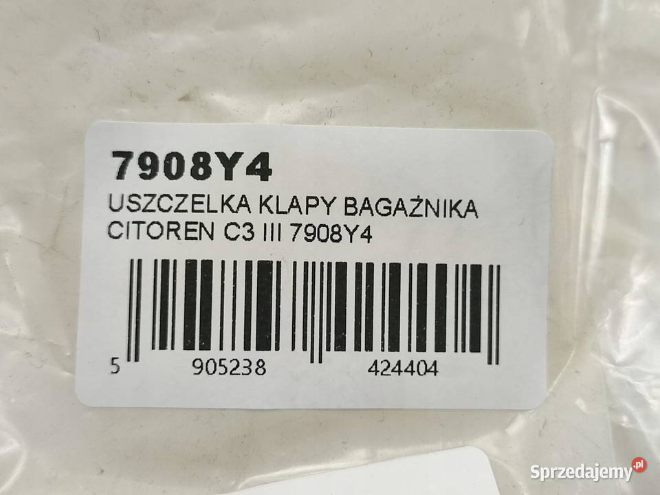 USZCZELKA KLAPY BAGAŻNIKA LEWA CITOREN DS3 SA osobowe