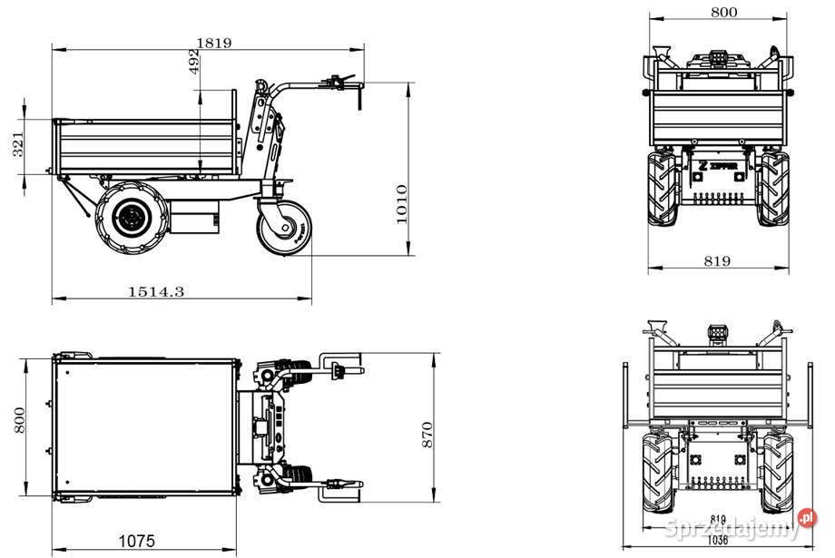 ELEKTRYCZNE WOZIDŁO WYWROTKA ZIPPER ZIED600 600 Mikołów