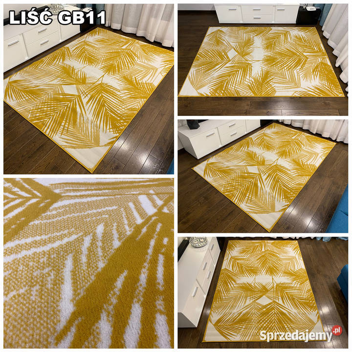 DYWAN 140X200 IDEA LIŚĆ GB11 ŻÓŁTY GĘSTY WŁOS Dywany