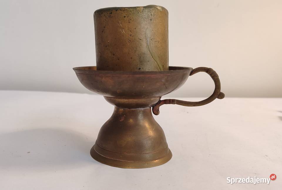Stary mosiężny świecznik kaganer antyk Gdańsk