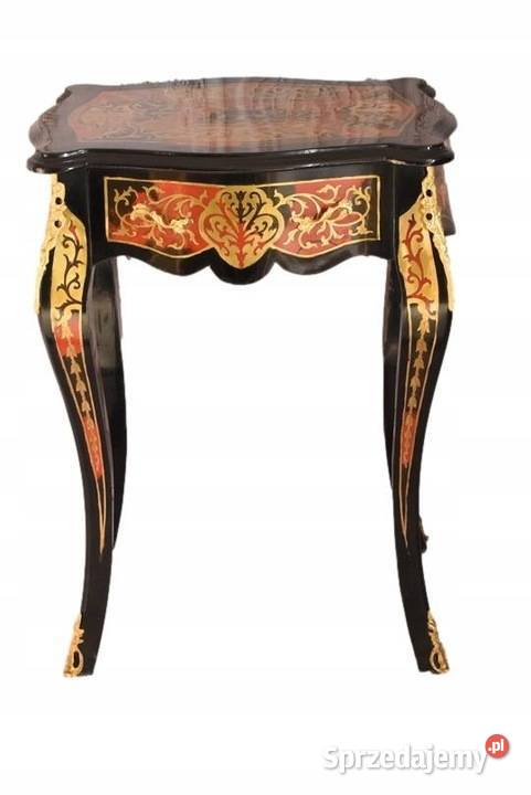 Pałacowy Stolik Stół Boulle Drewno Brąz Pomocnik