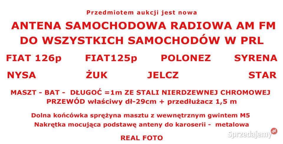 ANTENA 125p 126p Syrena Polonez FIAT FSO CHROM