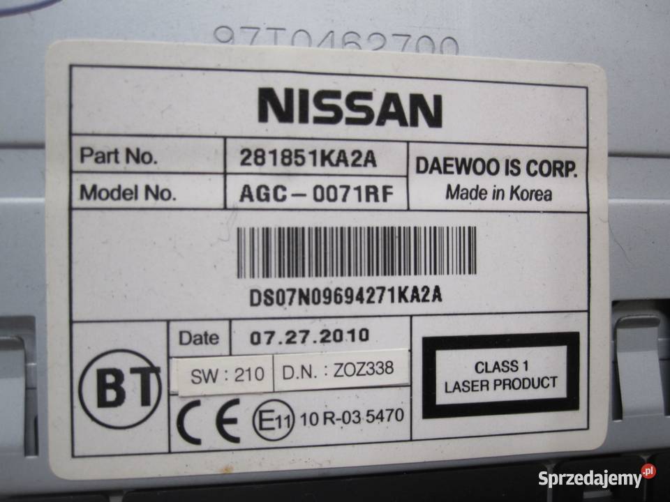 NISSAN JUKE 10r radio CD 281851KA2A świętokrzyskie Kielce sprzedam
