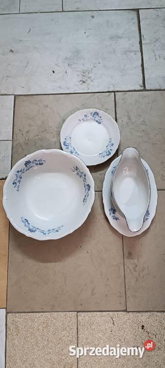 Talerze szkło porcelana z PRL Przeworno