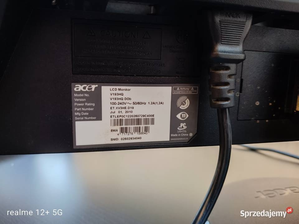 Monitor Panoramiczny LCD Acer V193HQ Tanio mazowieckie Piaseczno