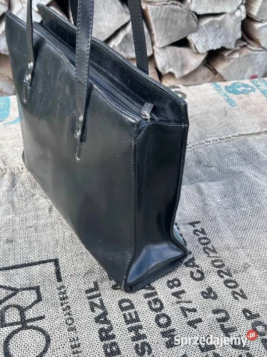 Ręcznie malowana skórzana torebka vintage żółty/złoty Warszawa
