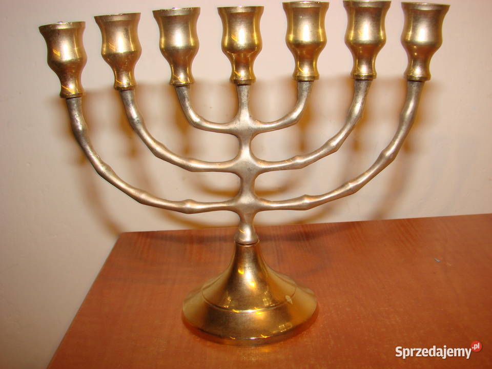 mosiężna menora pamiątka z Jerozolimy Pruszcz Gdański