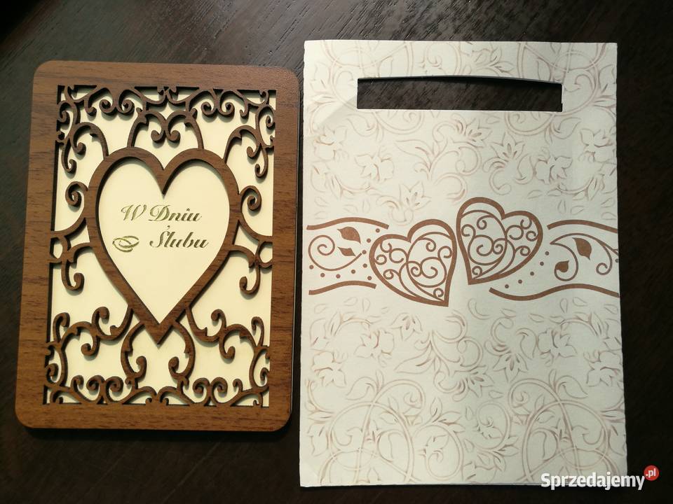 KARTKA ŚLUB ŚLUBU ŚLUBNA SERCE AŻUR DREWNO mazowieckie Warszawa