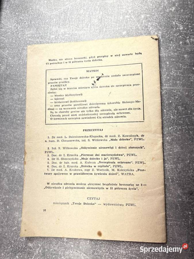 Ulotka broszura odżywianie i pielęgnowanie podkarpackie Jasło