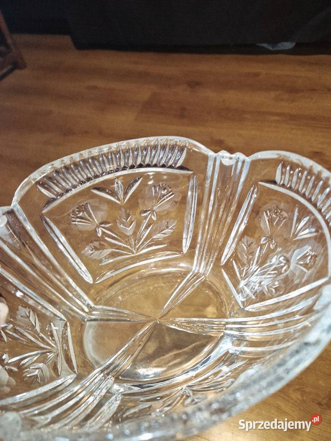 Kryształowa misa w kwiaty PRL antyk Namysłów