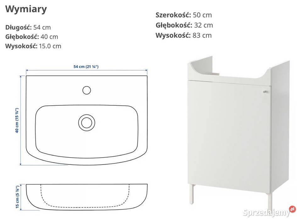 Nowa umywalka z szafką IKEA z syfonem i baterią Umywalki mazowieckie Wyszków