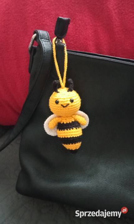 Pszczoła wykonana na szydełku brelok zawieszka Rękodzieło Łask