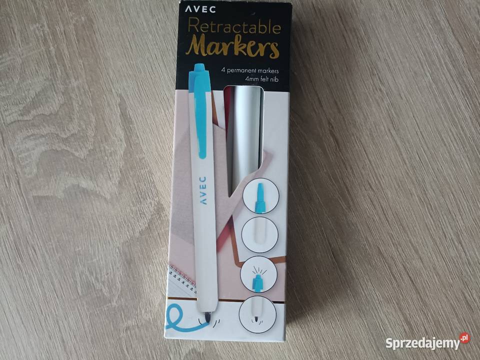Zestaw 4 kolorowych markerów permanentnych 4mm Artykuły szkolne