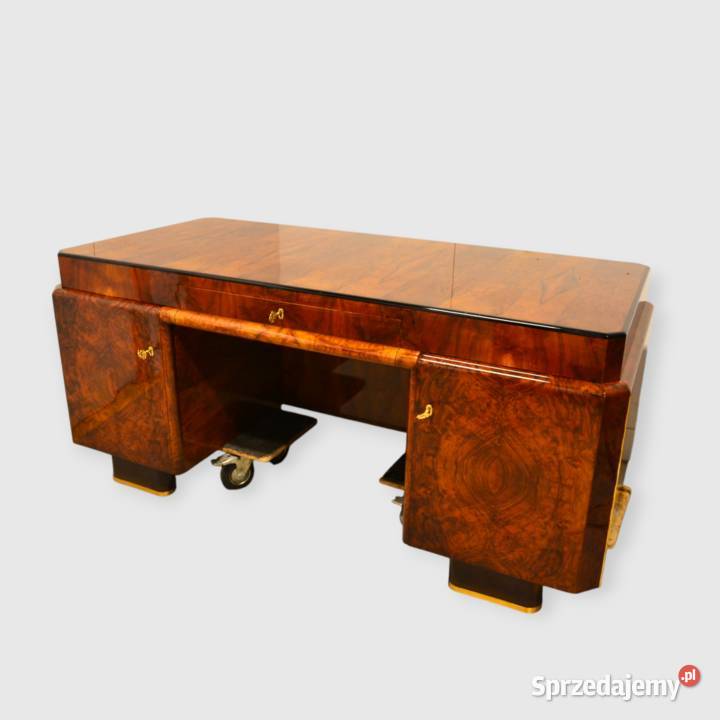 Biurko art deco dwustronne Polska lata 30te Bronisze
