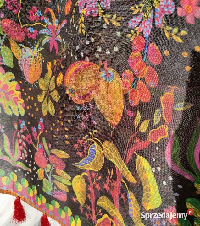 Duży szal pashmina chusta czarny kolorowy wzór