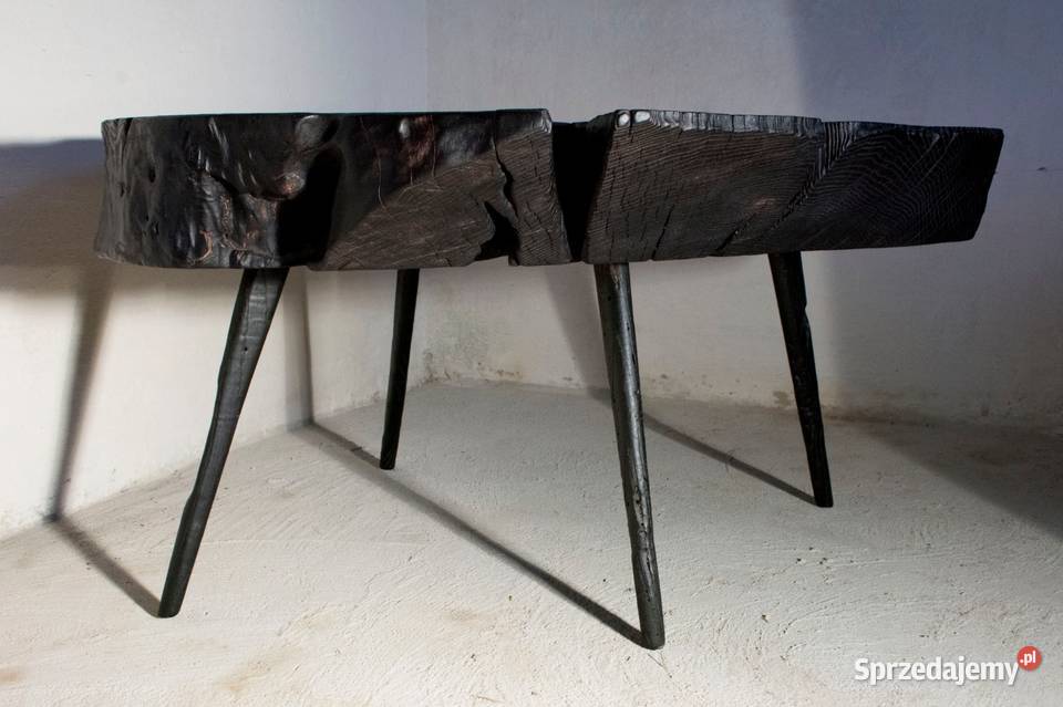 Stolik kawowy palone Drewno plaster drewna Pogrzebień