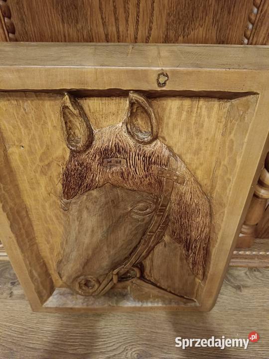 Płaskorzeźba drewniana Głowa konia Lipno