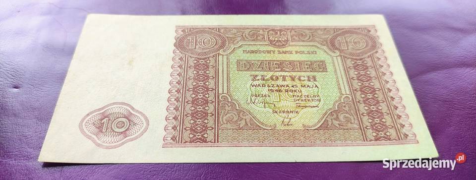 Banknot z PRL 10 15 Maja 1946 r Piękny stan mazowieckie Pruszków