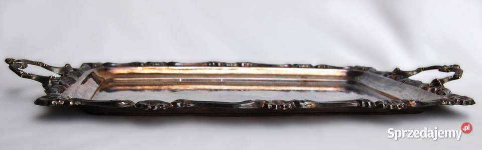 Duża taca platerowana posrebrzana grawerowana lubelskie Lublin
