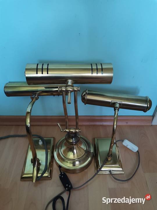 Stara gabinetowa lampa mosiężna z lat 50 tych