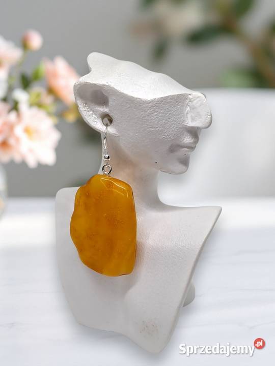 Kolczyki z BURSZTYNU bursztyn bałtycki bryłki Warszawa