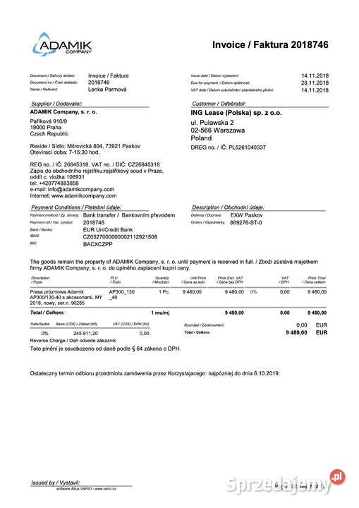 Prasa próżniowa membranowa czeskiej firmy Adamik