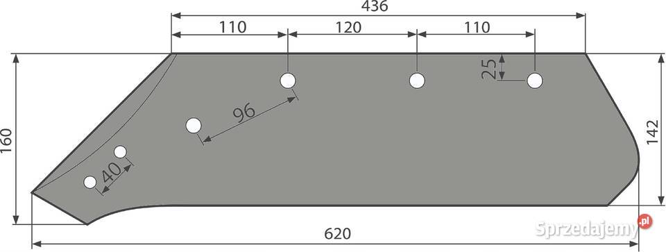 Lemiesz 18 LEWY 073007 GRUBOŚĆ 12mm Kverneland Części i osprzęt rolniczy Kamionna