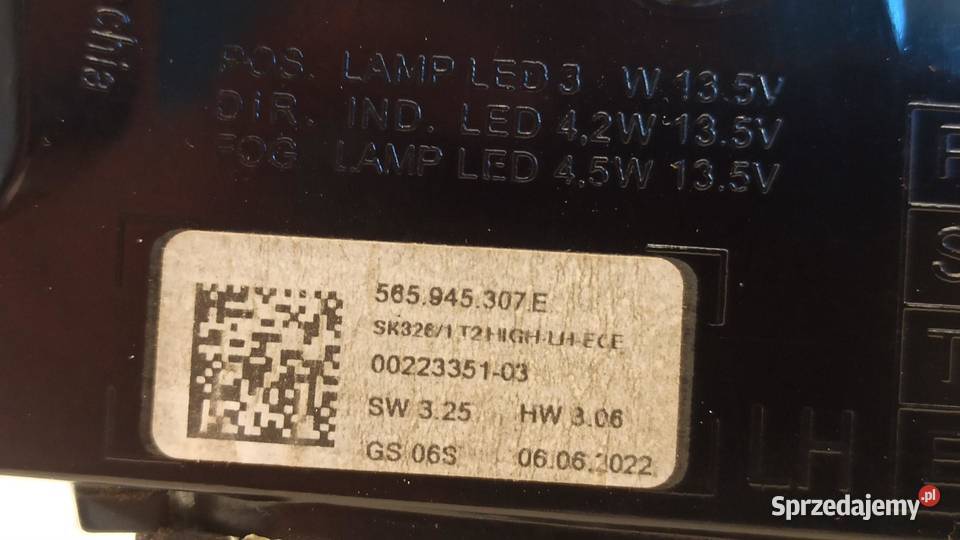 SKODA KODIAQ LAMPA LEWY TYŁ W KLAPE 565945307E dolnośląskie