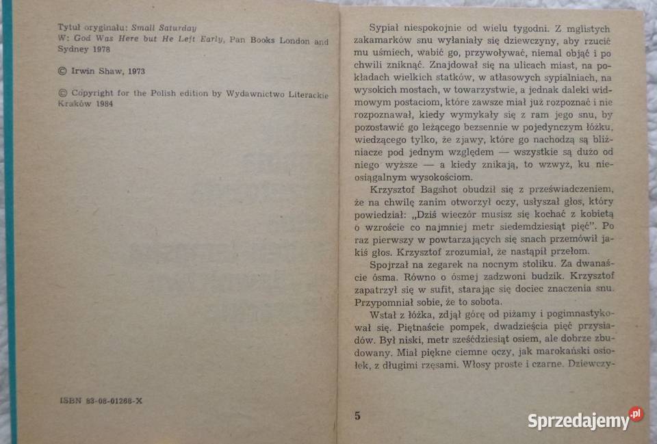 Taka sobie sobota Irwin Shaw mazowieckie Warszawa