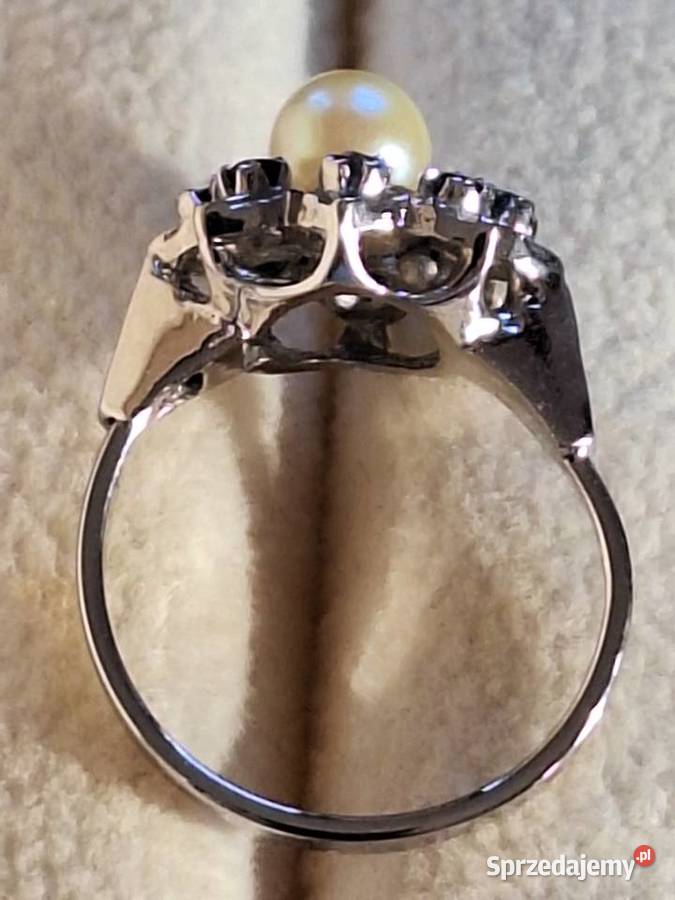 Pierścionek srebrny z perłą p835 elegancki pomorskie Gdańsk