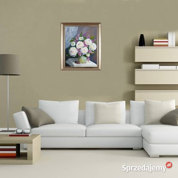 Obraz olejny Białe piwonie biały Lublin