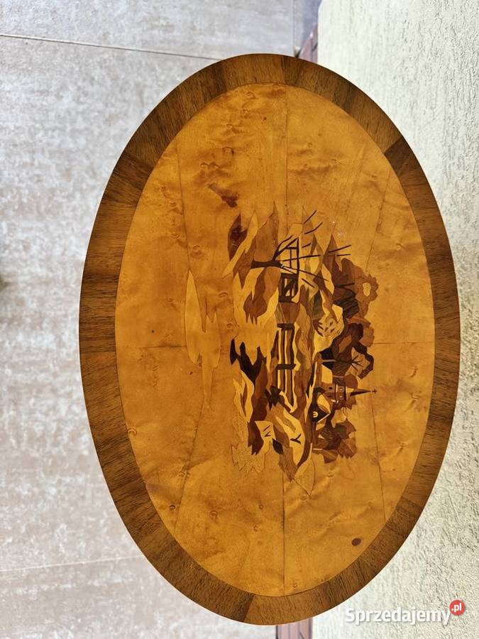 Stolik kawowy stylowy wysoki stół intarsja Garwolin sprzedam