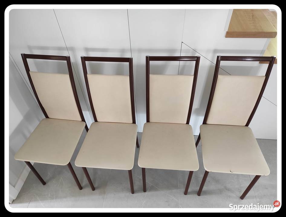 Krzesła metalowe z obiciem w eko skórze 4 sztuki Krzesła