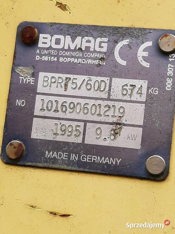Zagęszczarka Bomag BPR 7560 Hatz 1D81Z opolskie Kluczbork