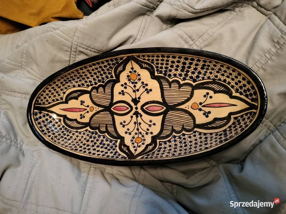 Piękna duża ceramiczna misa ręcznie malowane Choszczno