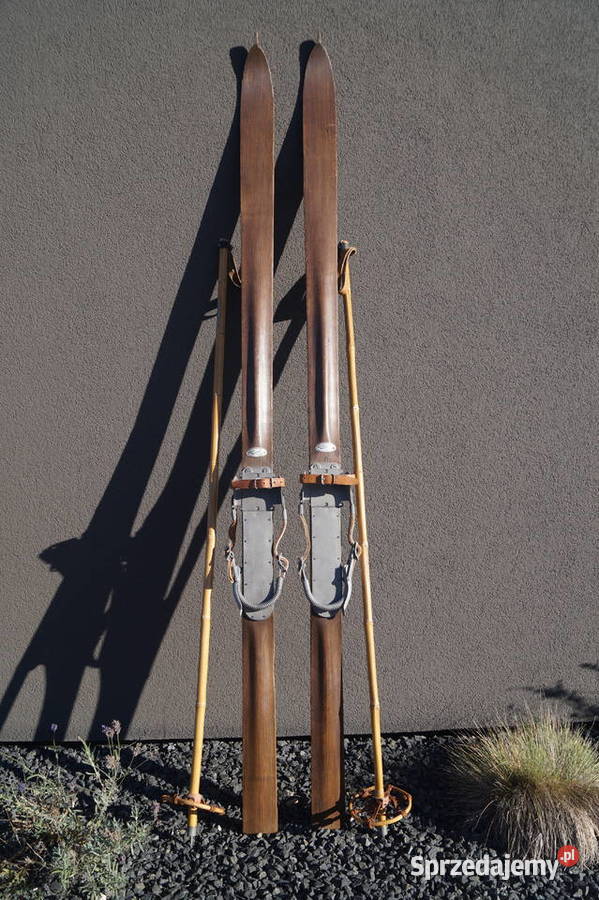 Stare narty jesionowe 180 Neumann kijki